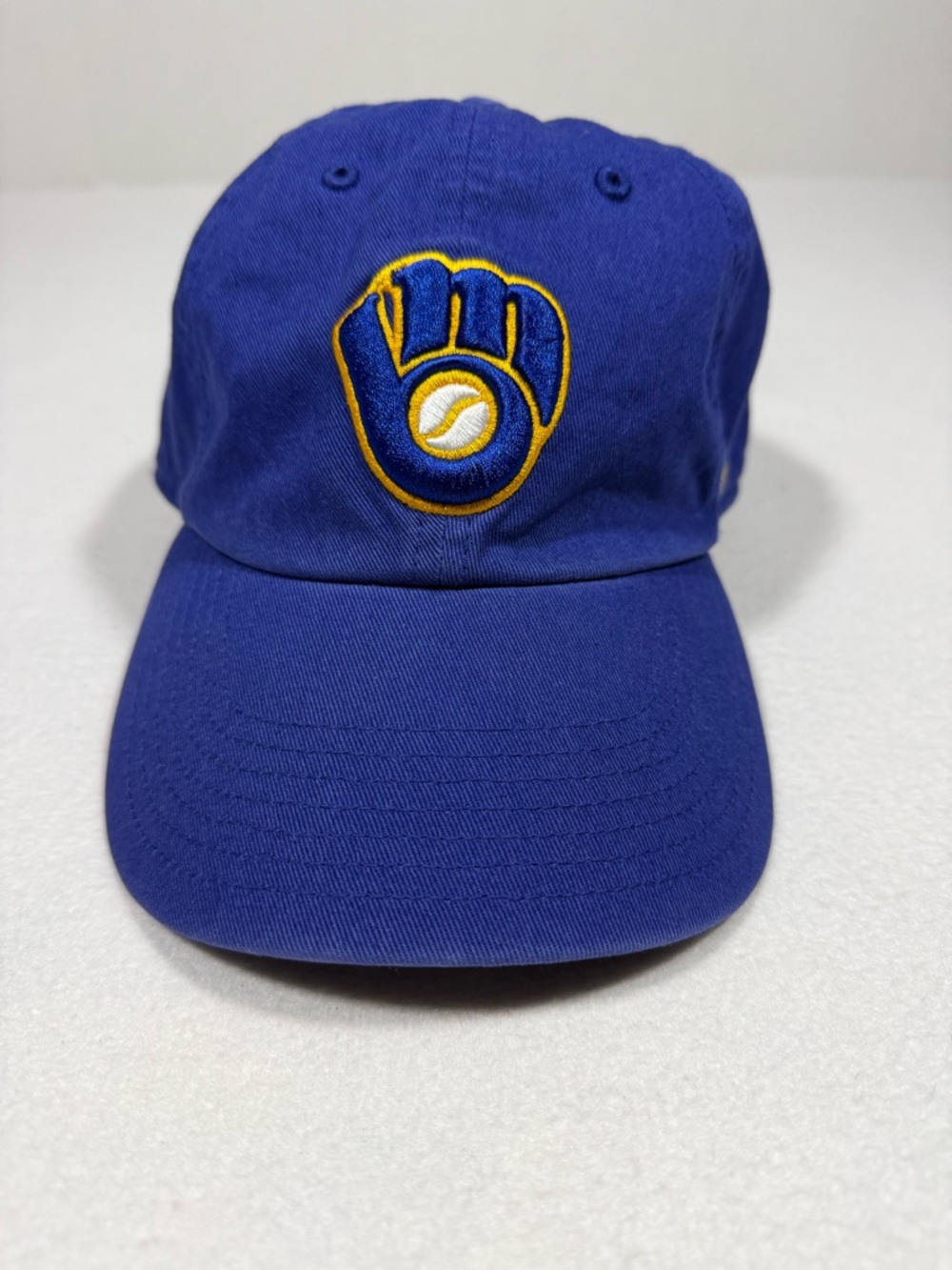 47 Brand MLB Milwaukee Brewers Retro Logo Ball And Glove Blue Youth  Hat Cap